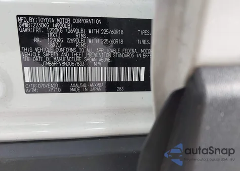 2022 Toyota Rav4 Hybrid Xle Premium from USA, damaged, VIN JTMB6RFV8ND067833